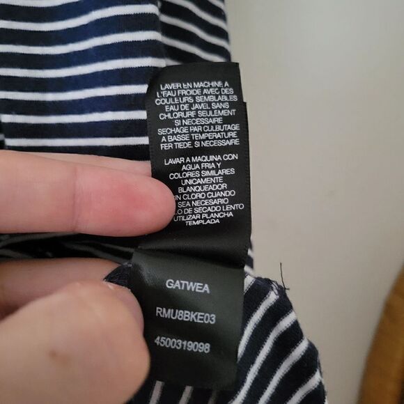 Kenneth Cole New York Navy Blue White Striped T-shirt M - Picture 5 of 8